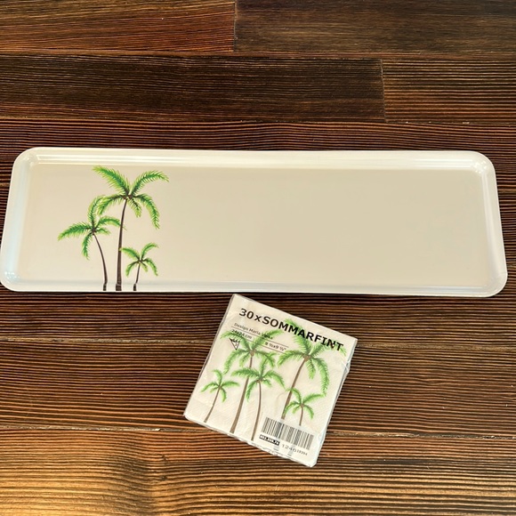 IKEA Dining Nwt Ikea Palm Tree Rectangular Tray And Matching Cocktail Napkin Bundle Rare